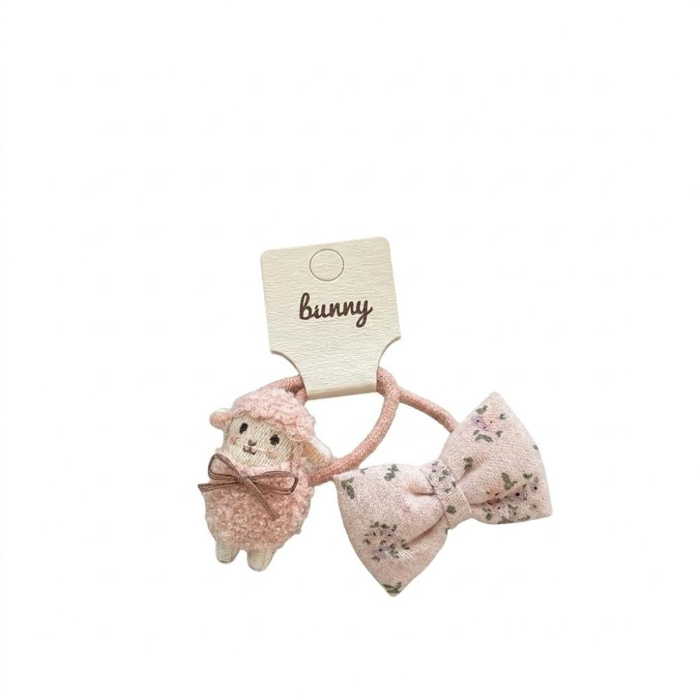 2pcs Bow Girls Hair Ropes Elastic Hair Styling Rubber Bands Sweet Lamb Hair Ties New Year