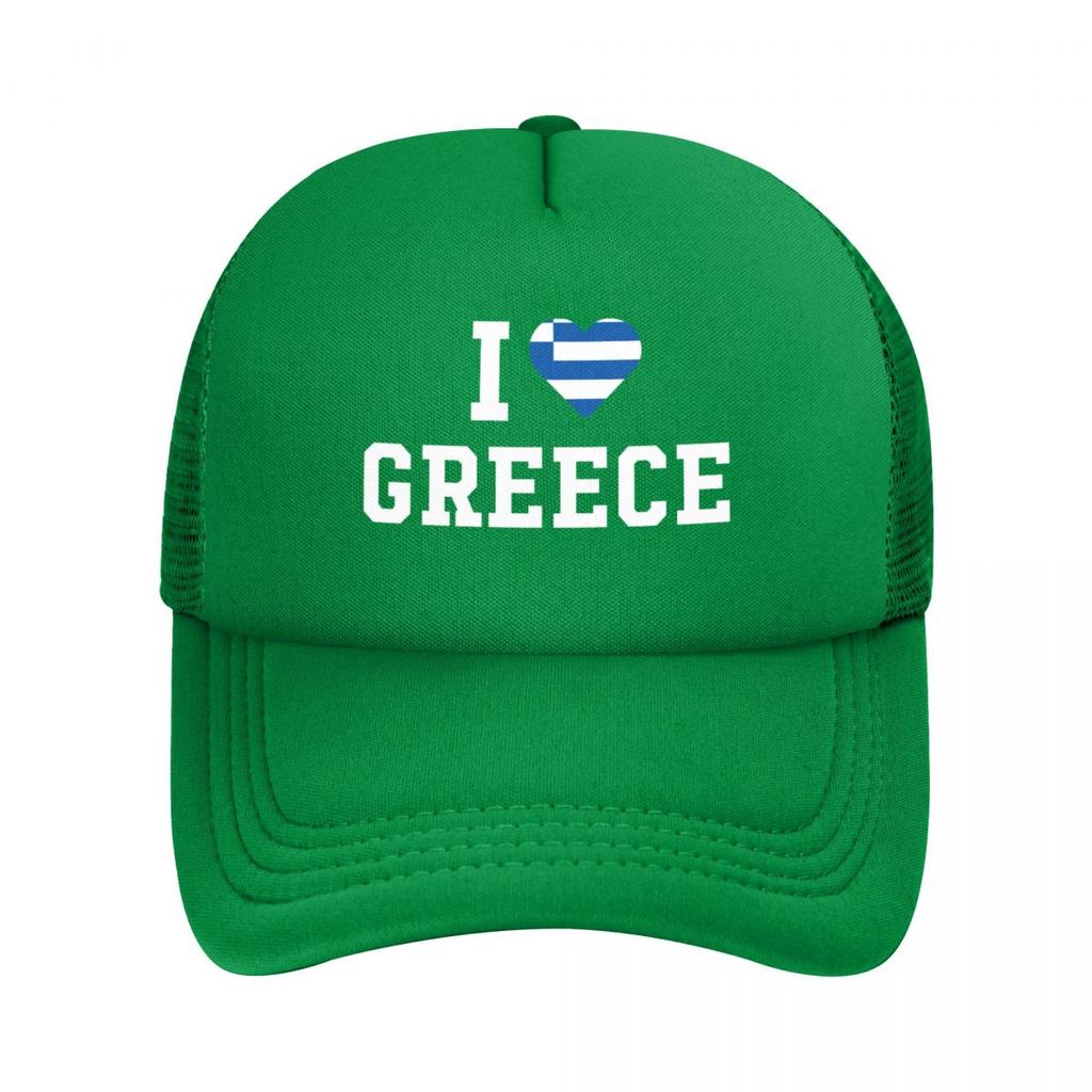 Jeg elsker Hellas Flagg Baseballcaps for Unisex Kvinner Bulk Snapback Truckerhatter Justerbare Unisex Fiske Mesh-bakhatter