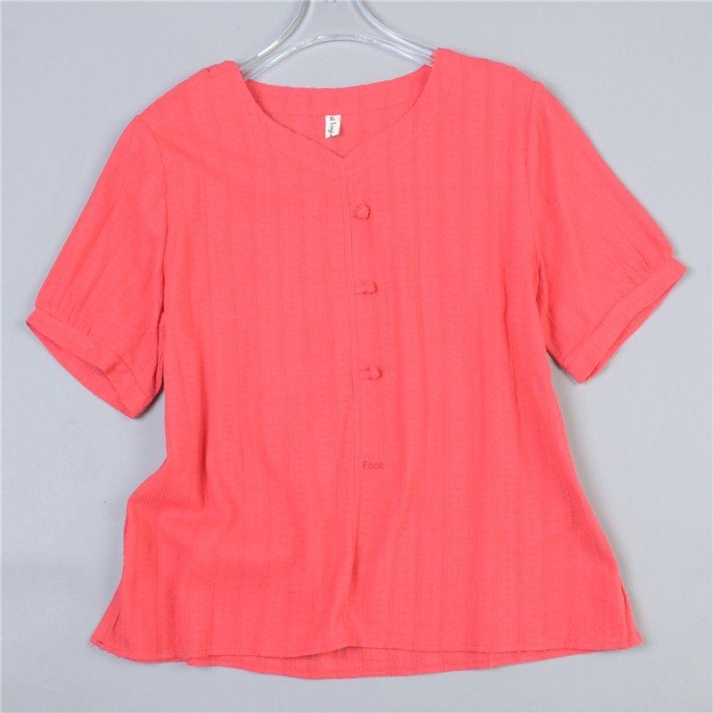 

Рубашка-пуловер из чистого хлопка с вышивкой в полоску в стиле ретро, женская 4.30 L78795, свободного кроя, стройнящая, в стиле ар-деко, больших размеров, с коротким рукавом 1 Red 3XL