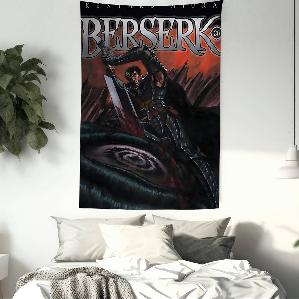 Berserk Black Swordsman Wall Tapestry  Dark Fantasy Aesthetic Edgy Room Decor for Seinen Anime  Kentaro Miura Fans 74x94cm(29x37in)