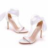 2026 Fish Mouth High Heel Strap Sandals Beautiful Ribbon Silk Fabric High Heel Women's Shoes Banquet Wedding Dress Bridal Shoes