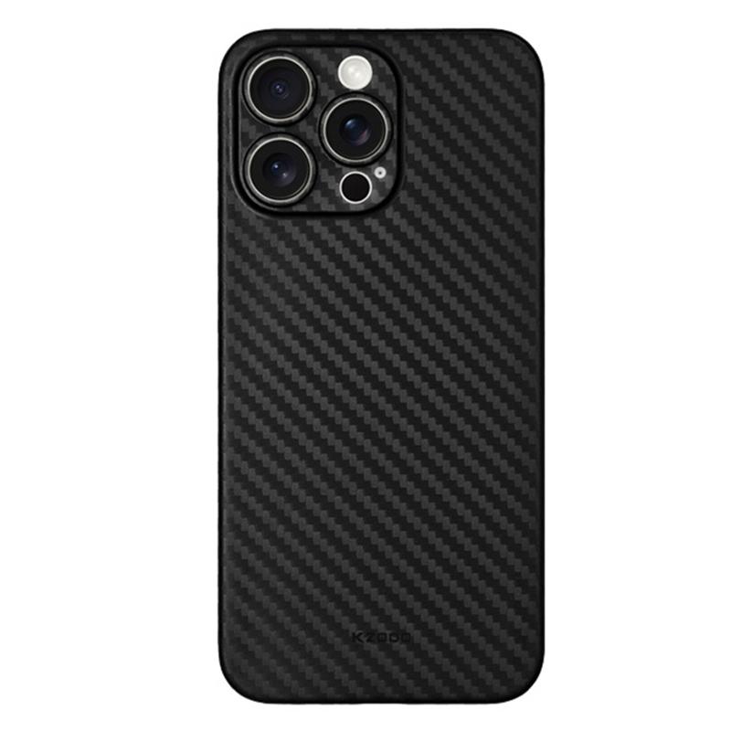 

KZDOO Для iPhone 15 Pro Max Чехол на заднюю панель с текстурой углеродного волокна PP Чехол для мобильного телефона Black