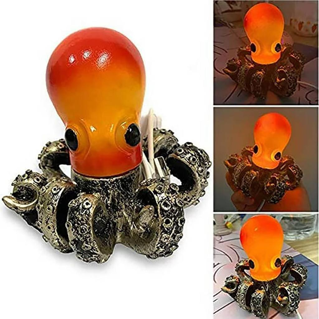 Lamp, Unique Resin Sucker Texture Tentacles Amber Glass Body Nautical Decorative Art Lamp Coastal Decorative Night Light