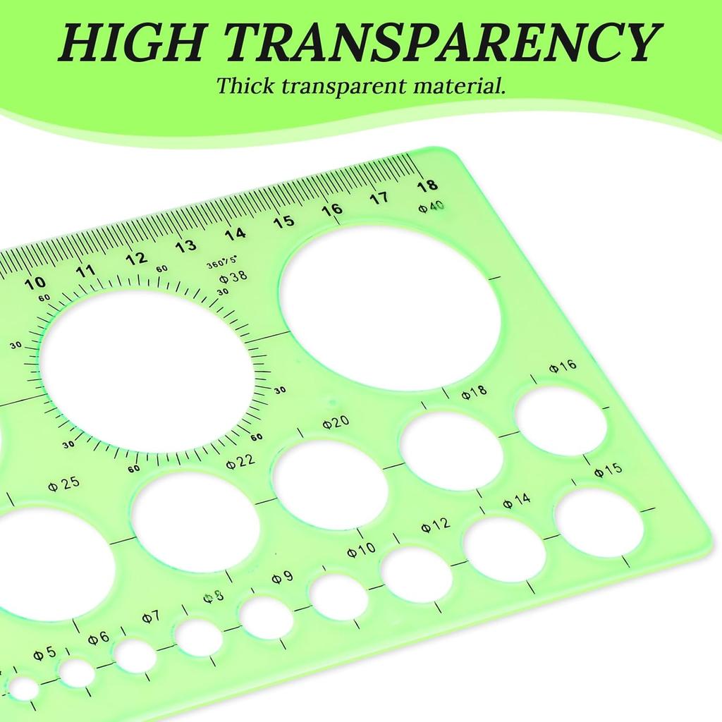 Geometric Drawings Templates, 4 Pcs Circle Shape Stencils Measuring Geometry Rulers for Drawing Plastic Circle Template Drafting Templates for Design