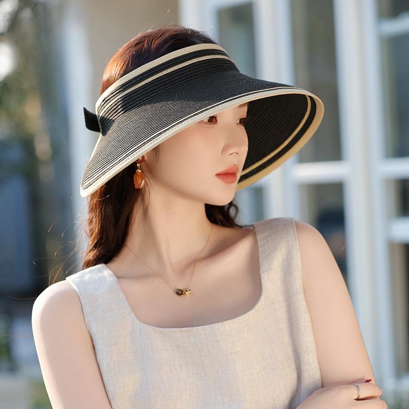 

Женская складная солнцезащитная шляпа с пустым верхом для путешествий на свежем воздухе, солнцезащитный козырек и соломенная шляпа с защитой от ультрафиолета, чтобы показать лицо, маленькая солнцезащитная шляпа one size fits all чёрный