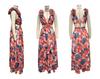 European & American Women's Floral Slimming V-Neck Ruffle Holiday Dress