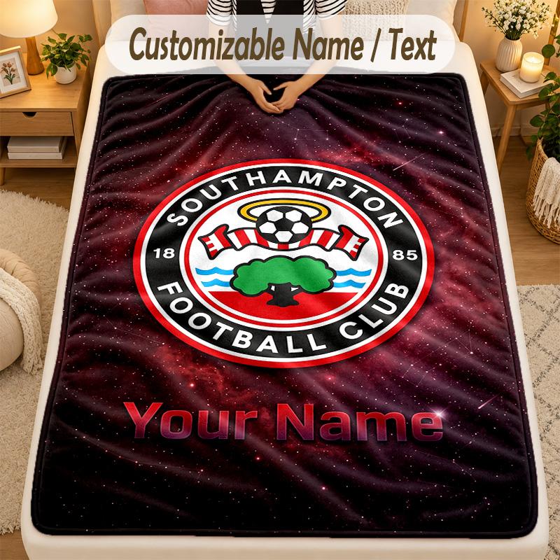 Flannel BlanketSouthampton FC Custom Name Text Personalized Soft Warm Throw Blanket Home Decor Gift