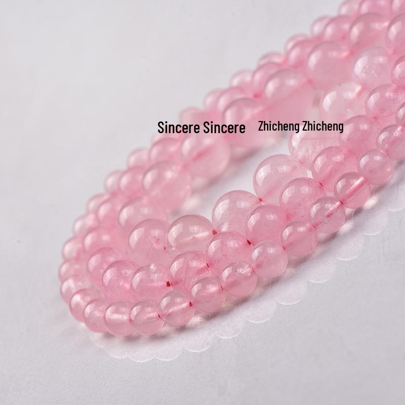 Natural Pink Crystal Beads - Transparent Round DIY Accessories (8-12mm)