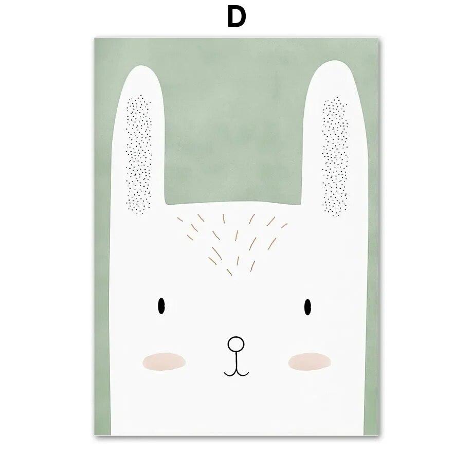 Deer Fox Rabbit Bear Hedgehog Woodland Nursery Wall Art Print Canvas Painting Nordic Poster Wall Pictures Baby Kids Room Decor