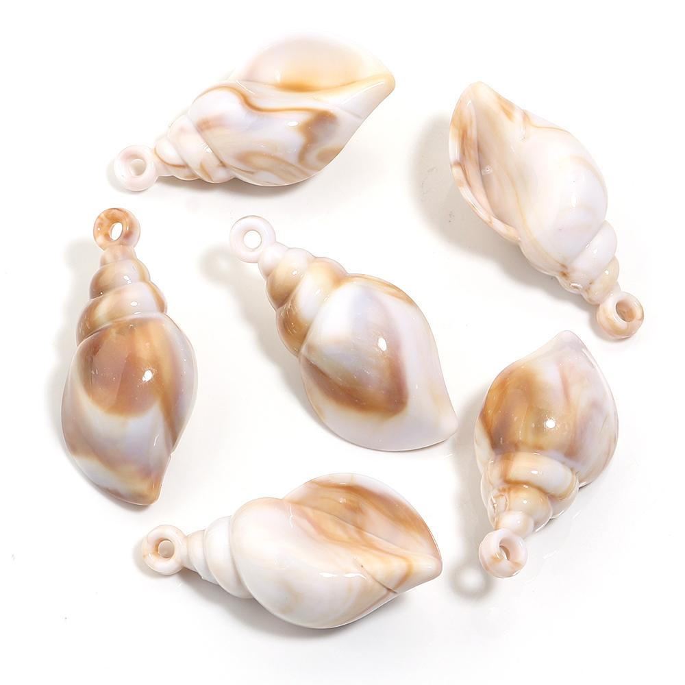 10-100pcs Natural Shell Acrylic Beads Ocean Light Brown  Seashell Pendants For Jewelry Making DIY Bracelets Keychain Accessories