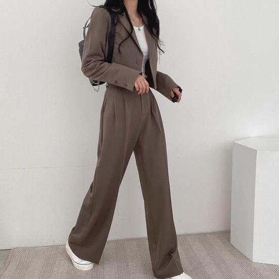 Business Casual Outfits für Damen Cropped Blazer Jacken Weitbeinige Hosen Anzug Set Herbst 2-teiliges Arbeitsbüro-Set