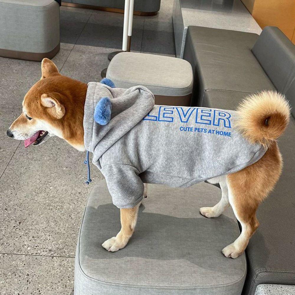 

Thickened Dogs Hooded Sweatshirt Soft Dog Plush Coat Hoodies Dog Warm Coat Winter XL серый