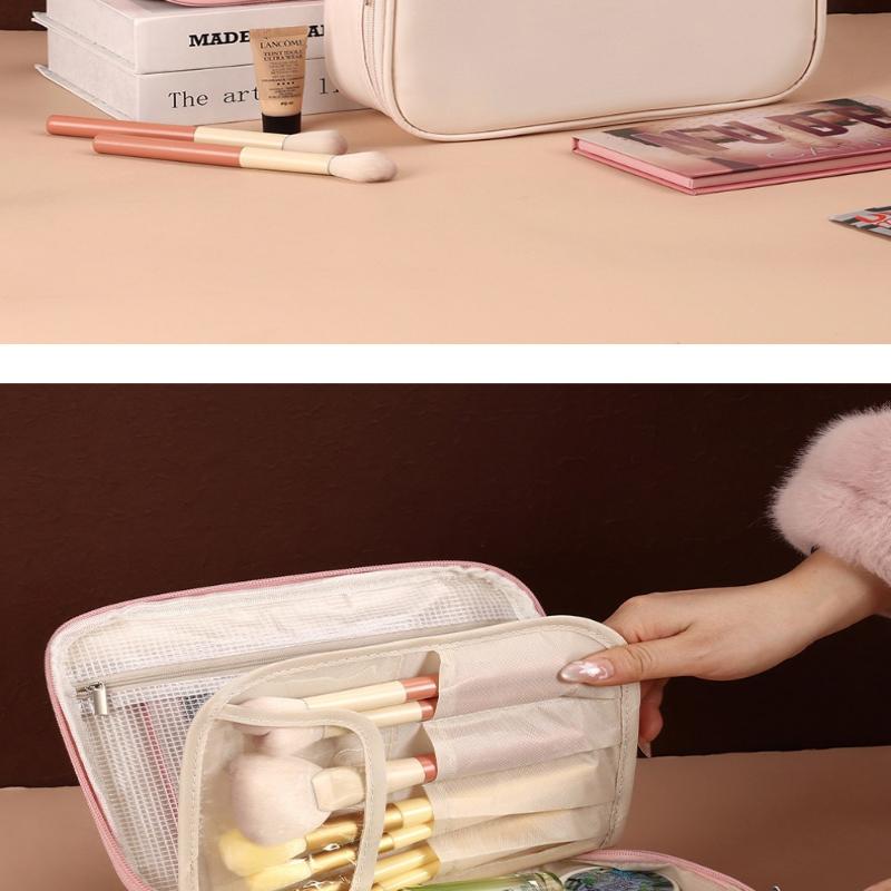 Women'S Cosmetic Bag Makeup Bag Double Layer Large Capacity Luxury Cosmetics Organizer Travel Essentials Women'S Cosmetic Bag