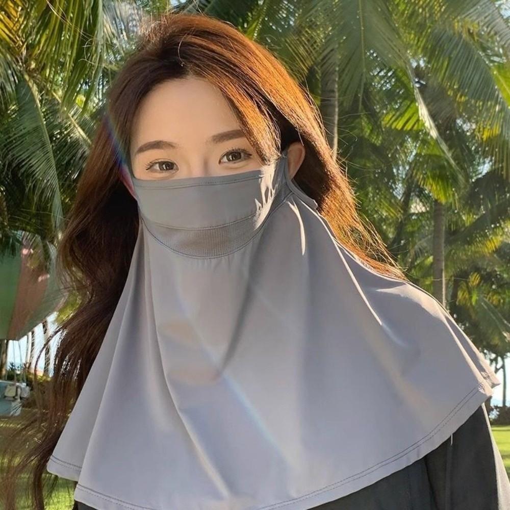2 In 1 Full Face Mask Ear Hanging Neck&Face Sunscreen Cover Sunscreen Mask  Outdoor Activities