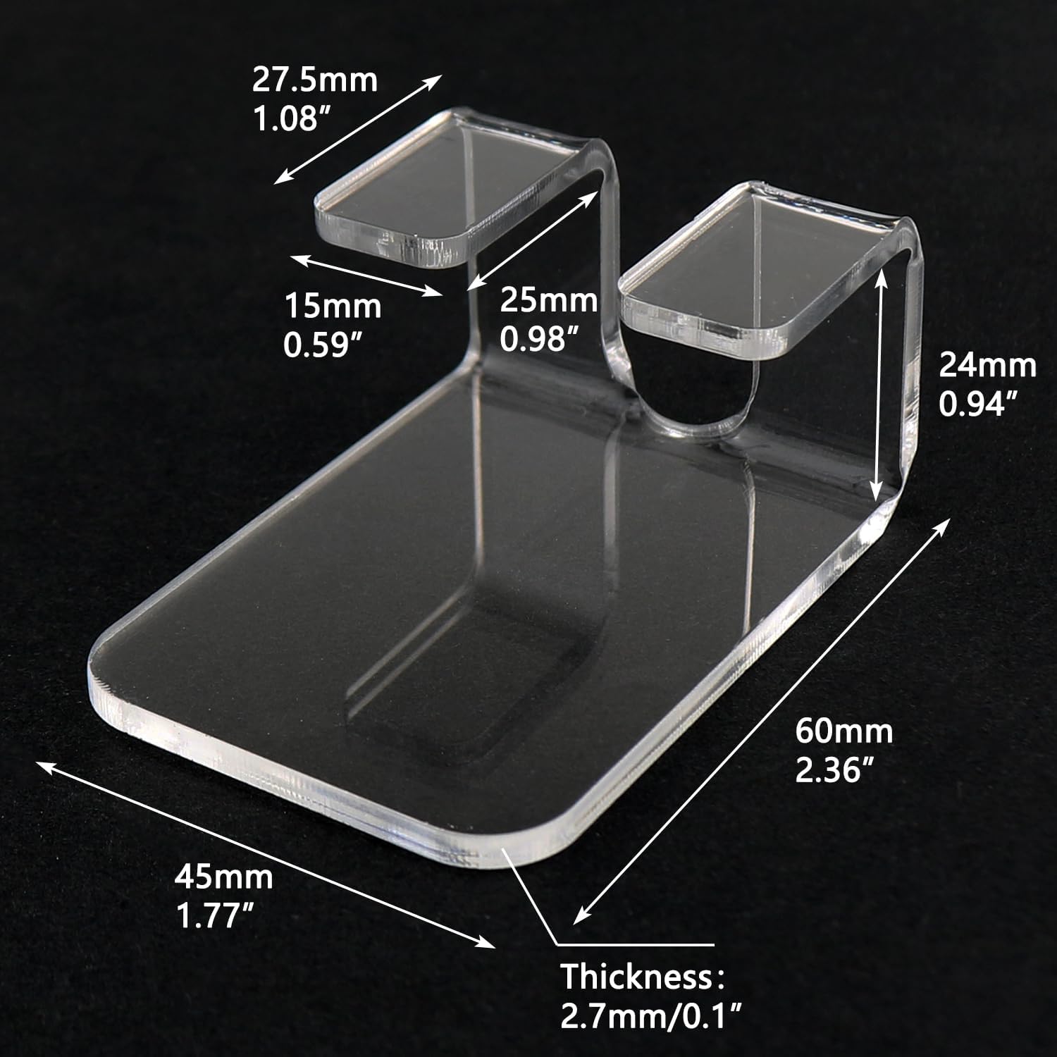 4PCS 6x4.5x2.5cm Bathroom Kitchen Organiser Self Adhesive Clear Acrylic Razor Holder Hook for Hanging Hat Robe Towel and Key