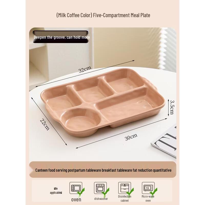 HANDUNYOU Ceramic 5-Compartment Divided Meal Plate
