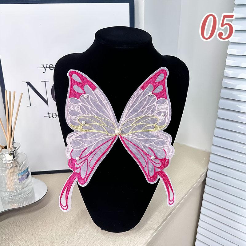 Lace Embroidered Butterfly Patch DIY Sewing Clothing Applique Collar Organza Fabric Patches Dress Decoration Accessories 1pc