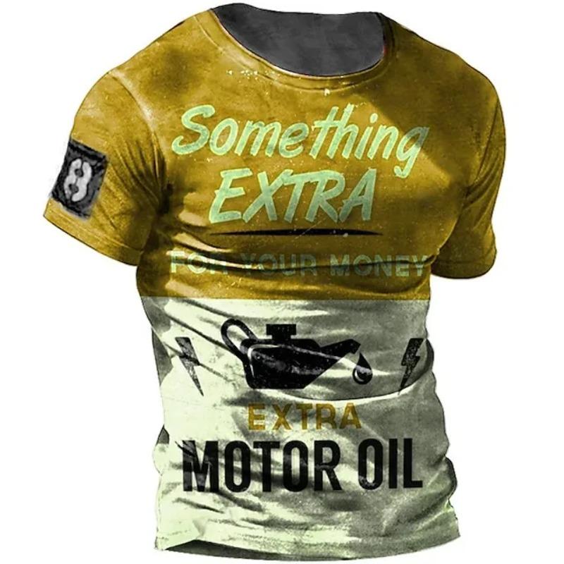 Men Vintage Motorcycle 3d Print Casual Short Sleeve Loose Oversized T-shirts for Men Sweatshirt Men's Top Clothing