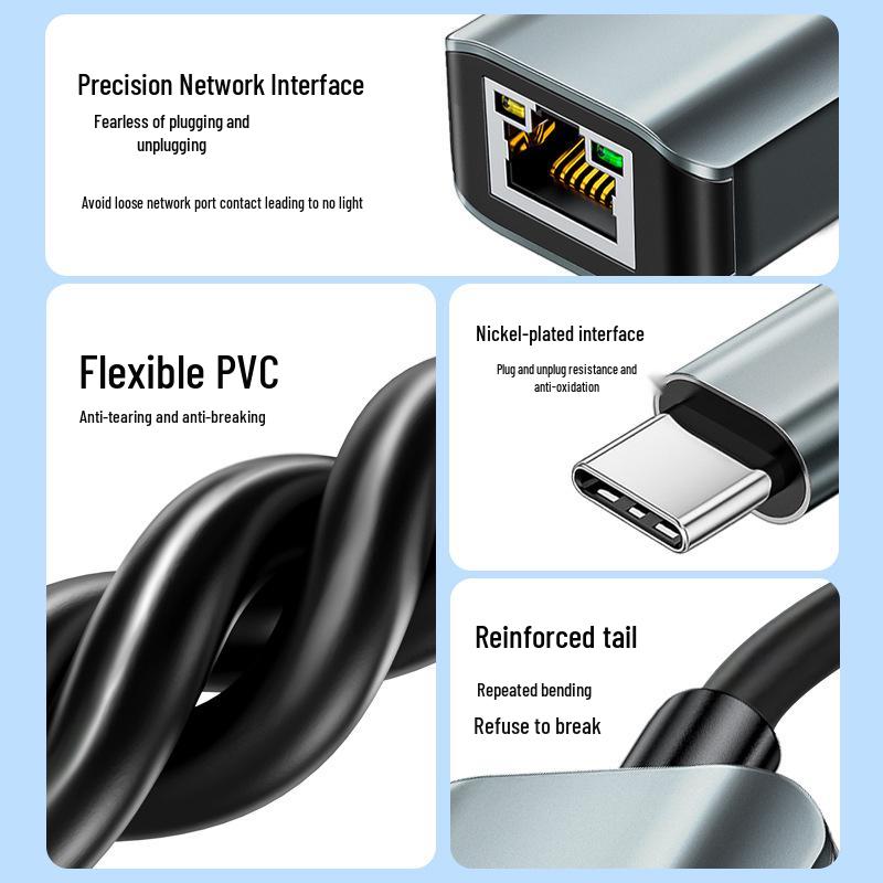 Jinghua Type-C to Gigabit Ethernet Adapter: 3.1 to RJ45 Driver-Free External Network Card