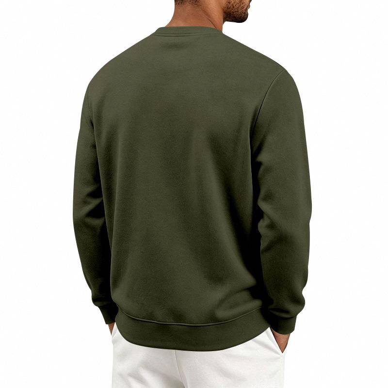 Men's Loose Fit Long Sleeve Crew Neck Sweatshirt Lightweight Fleece Pullover Casual Top for Everyday Wear