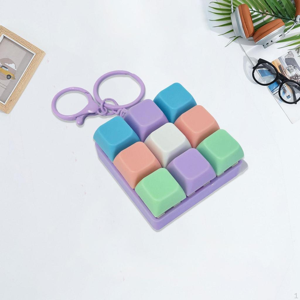 Fidget Keychain Mechanical Key Button 9-Button for Office Home Gift Birthday Drive Away