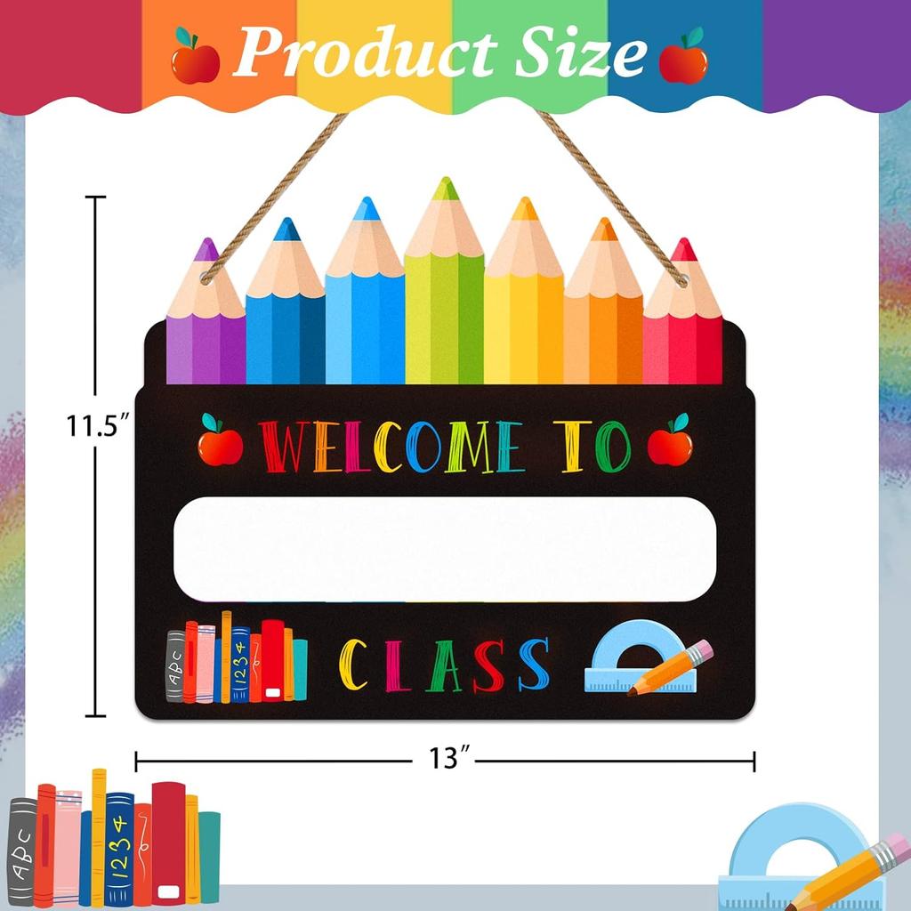 SICOHOME Personalized Classroom Door Sign - Welcome Signs for Classroom Door Decorations Hanger 13" Teacher Sign for Back to School Decor Hanging