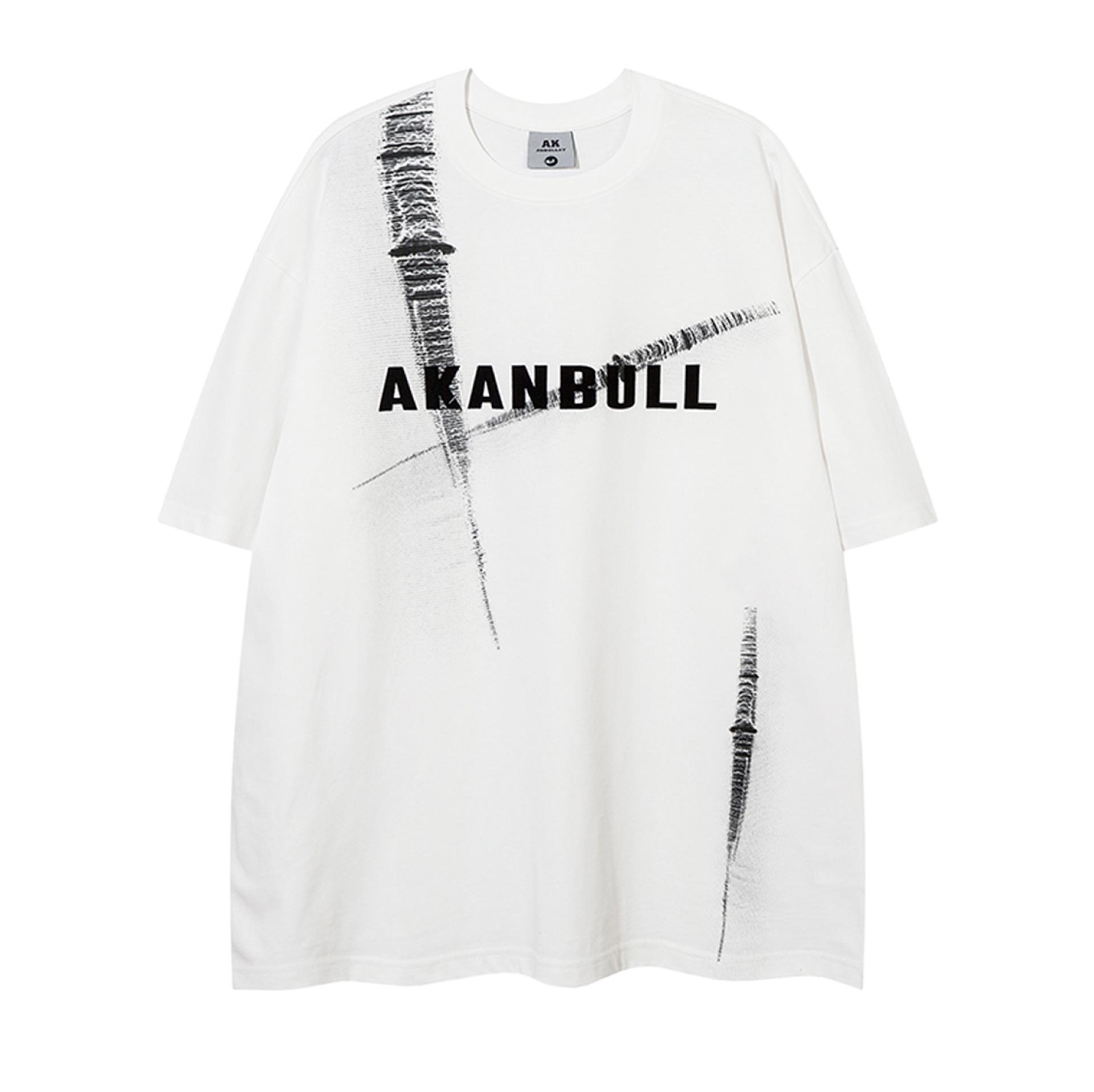 

AK Men s Loose-Fit Cotton Streetwear T-Shirt - Trendy American Hip-Hop Style for Summer L білий