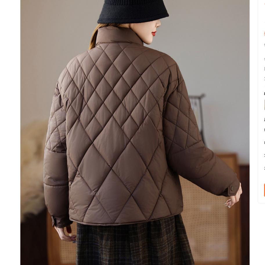 Jachetă Rombică Căptușită cu Bumbac pentru Femei, Scurtă, de Iarnă, Stil Etnic, Serie Guler Înalt, Jachetă Groasă Căptușită cu Bumbac