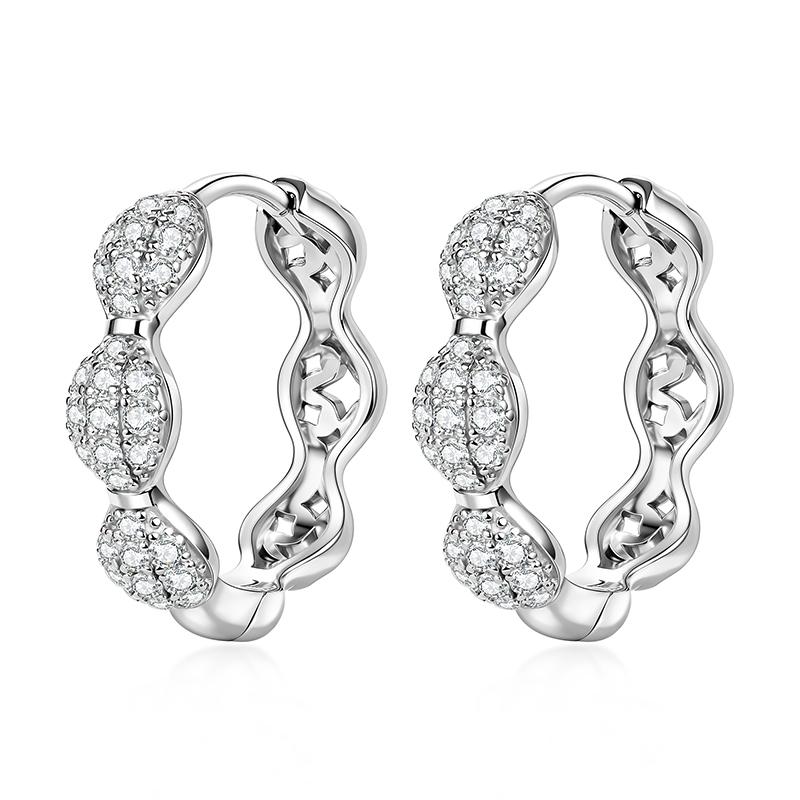 New Fine Jewelry Stud Earrings Moissanite Pave Setting Fashionable Unisex Luxury Hoop Earrings Anniversary Gift Party Wedding 1.2mm&1.1mm&0.9mm Moissanite