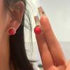Vintage Red Petal Stud Earrings for Women Girl Korean Love Party Wedding Delicate Earring Christmas Jewelry Gifts Accessories