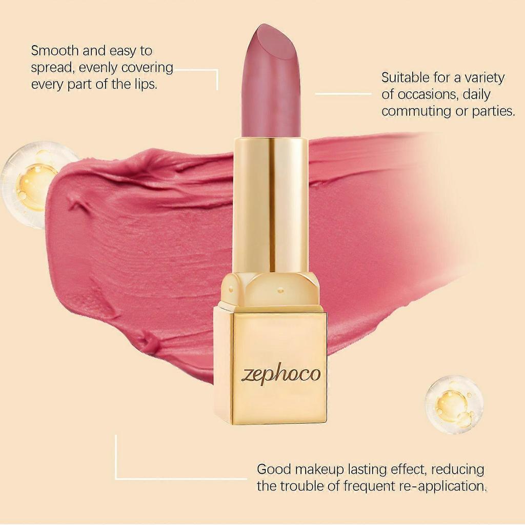 Zephoco Rose Red Metallic Cream Lipstick, Lightweight Texture, Moisturizing, Easy To Apply, Creates Glossy Lips