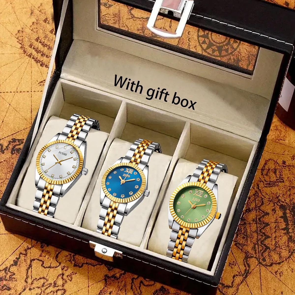 

Fashion business Alloy Material Men s quartz watch set of 3, suitable for daily wear, Thanksgiving, Christmas gifts разноцветный
