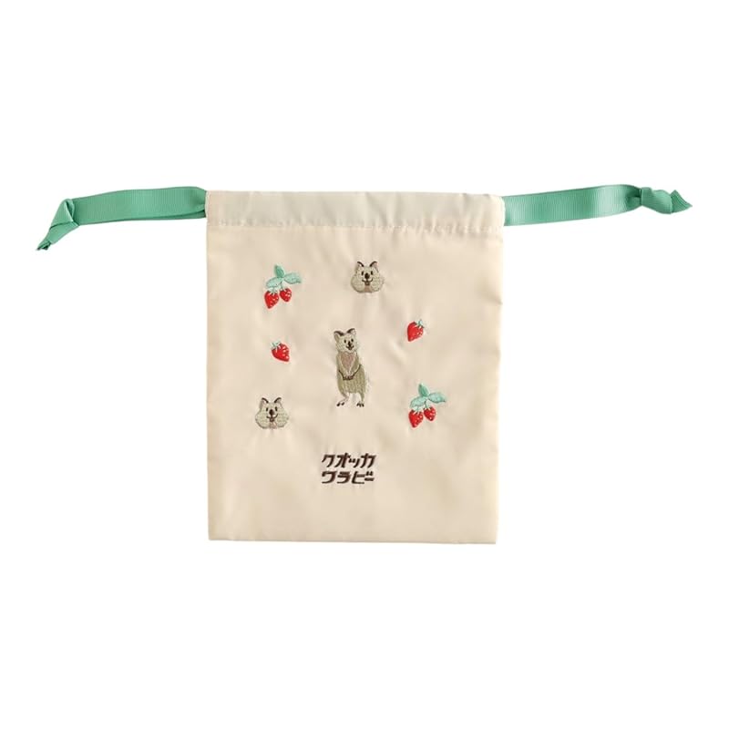 

green flash purse animal department store embroidery drawstring bag quokka wallaby AD-056