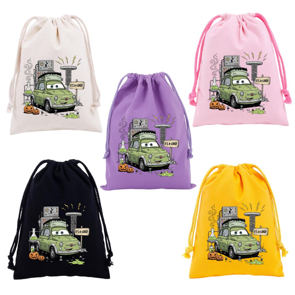 Cars Lightning McQueen Drawstring Bags Cartoon Anime Character Print Large Capacity Canvas Storage Bag Party Gift Candy Bag