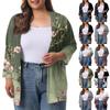 Women's Fall And Winter Fashion Casual Soild 3/4 Sleeve Mid-Length Cardigan Jacket