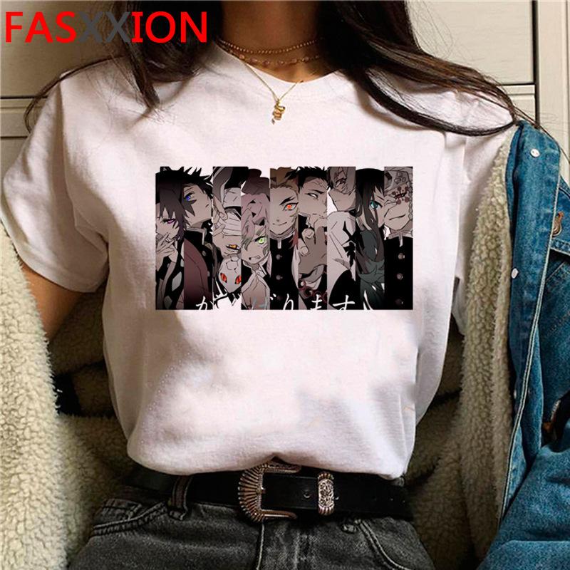 Casual Anime Demon Slayer Graphics Women Tee 90S Summer Short Sleeve O-Neck Female Tops Unisex Streetwear Y2K Clothing