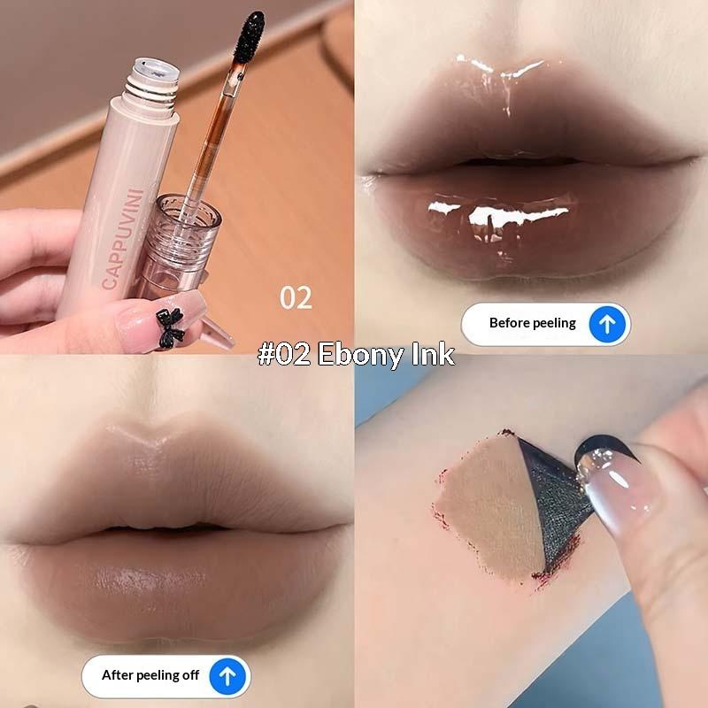Cappuvini Lip Stain Tint Peel Off Mocha Brown Makeup Tear-Off Dye Lipstick Waterproof Matte Rose Long Lasting Lip Gloss Cosmetic