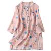 2025 Women's Trendy Loose Nine-Sleeve Printed Ramie Stand Collar Pullover Shirt
