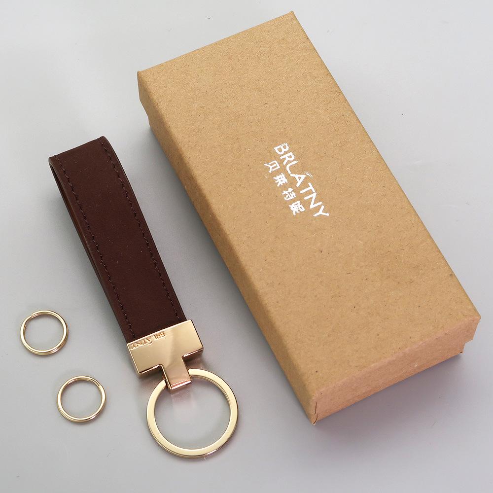 Belleterny Frosted Genuine Leather Keychain - Luxury Keyring Pendant with Logo Customization.