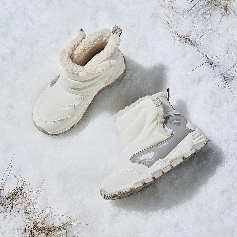 Anta Kids Trendy Fashion Thickened Warm Non-Slip Durable Boots Kids boots White Gray A12449942-1