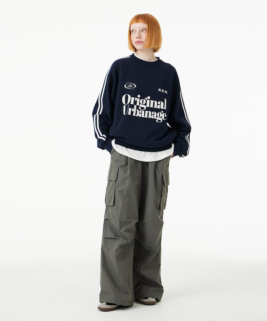 URBANAGE Waterproof Single-Pleat Cargo Parachute Wide Pants_Gray