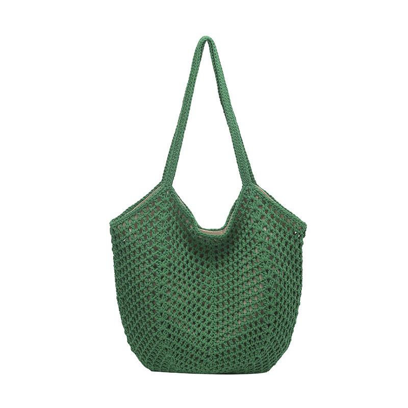 Woven Tote Bag With Zipper Closure For Beach And Travel Use
