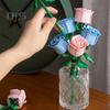 1 Set Building Block Rose Branch DIY Handmade Colorful Flower Block Assembly Toy Plastic Floral Plants Decoration Kids Adults Girls Gift