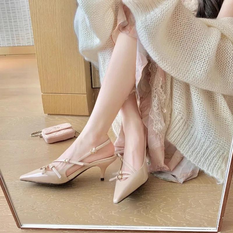 Fashion Designer Narrow Band Buckle Strap Pumps Women Sexy Thin Heels Wedding Banquet Dress Pointed Toe Mule Ladies Shoes