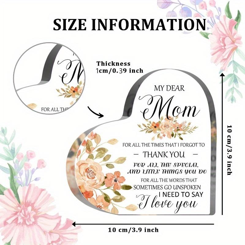 Mother Thank You Gift from Daughter My Dear Mom Sign for Women heart-shapedA Keepsake with Aprreciation  for Mother Mommy