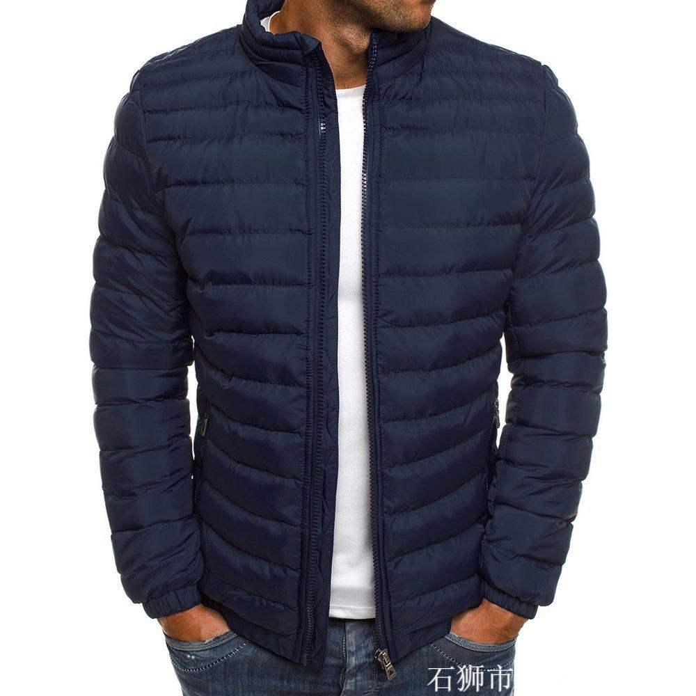2025 European and American Autumn and Winter New Solid Color Cotton-padded Jacket Simple Atmosphere Men's Cotton Clothes