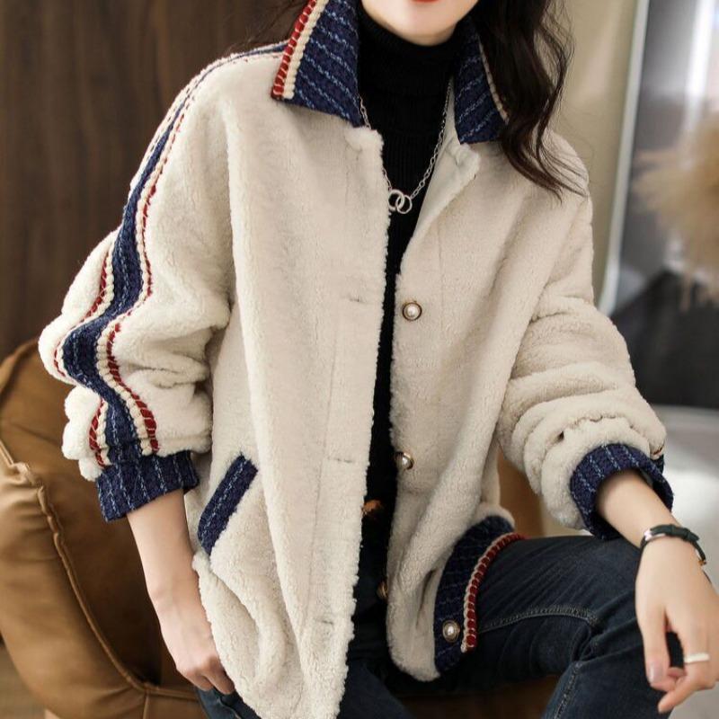Winter Fashion Korean Style  Fleece Coat Women Trendy Versatile Outerwear