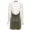 2023 Side Split Backless Dress StreetwearWomen's Sexy Mini Bodycon Dress Cowl Neck Sequins Glitter Halter Dress Summer