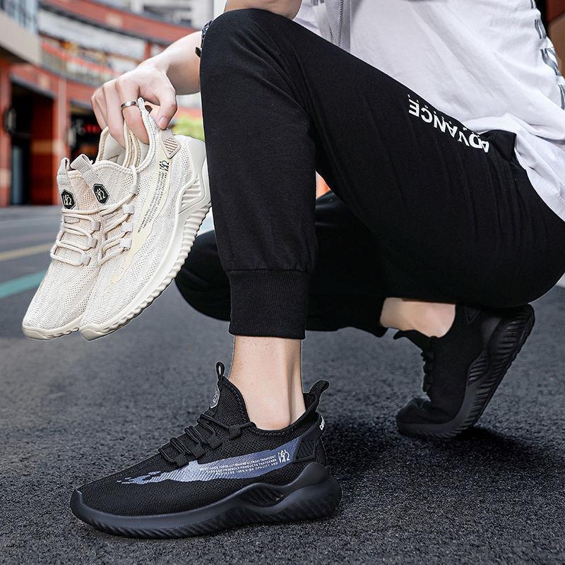 Spring and summer new men's shoes mesh breathable casual shoes youth sports shoes flying woven shoes men's shoes
