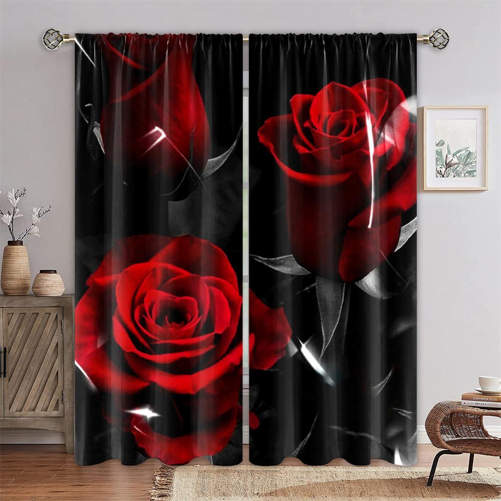 Luxury Romantic Diamond Flower Lady On Sale Window Curtains Drapes for Kids Bedroom Living Room Kitchen Door Home Decor 2Pieces